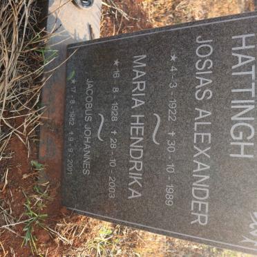 HATTINGH Josias Alexander 1922-1989 &amp; Maria Hendrika 1928-2003 :: HATTINGH Jacobus Johannes 1952-2001
