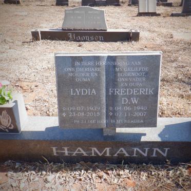 HAMANN Frederik D.W. 1940-2007 &amp; Lydia 1939-2015