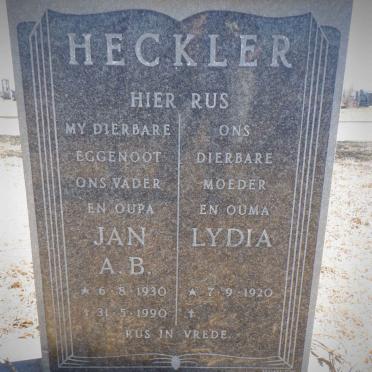 HECKLER Jan A.B. 1930-1990 &amp; Lydia 1920-