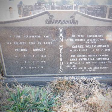 HEERDEN Gabriel Willem Andries, van 1915-1985 &amp; Anna Catharina Dorothea BOTHA 1915-2002