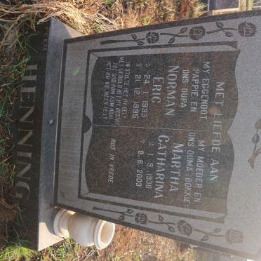 HENNING Norman Eric 1933-1995 &amp; Martha Catharina 1936-2003
