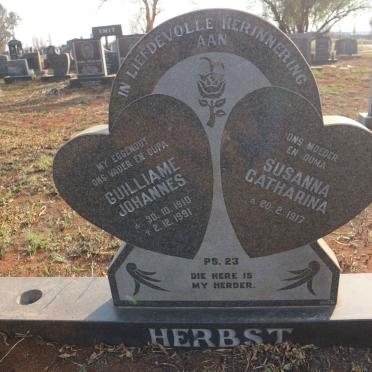 HERBST Guilliame Johannes 1910-1991 &amp; Susanna Catharina 1917-
