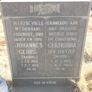 HERBST Johannes Georg 1926-1975 &amp; Gertruida COETZEE 1927-2004