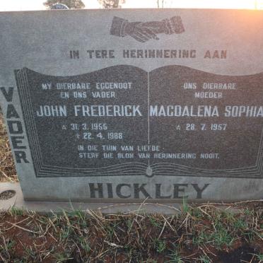 HICKLEY John Frederick 1955-1988 &amp; Magdalena Sophia 1957-