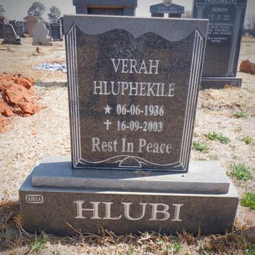 HLUBI Verah Hluphekile 1936-2003