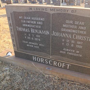 HORSCROFT Thomas Benjamin 1911-1978 &amp; Johanna Christina 1917-1981