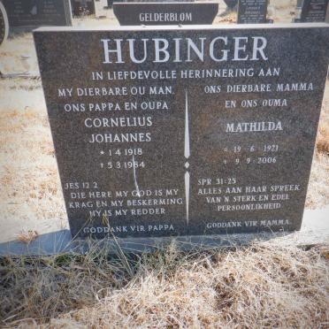 HUBINGER Cornelius Johannes 1918-1984 &amp; Mathilda 1921-2006