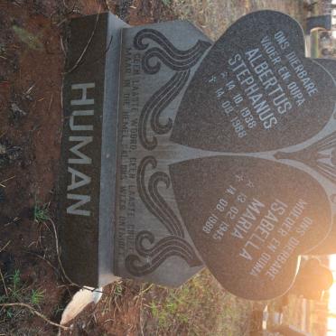 HUMAN Albertus Stephanus 1938-1988 &amp; Isabella Maria 1945-1988