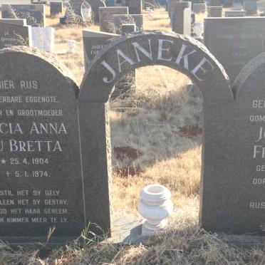 JANEKE Joachim Frederik 1911-1990 &amp; Alicia Anna DU BRETTA 1904-1974