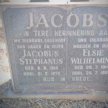 JACOBS Jacobus Stephanus 1915-1972 &amp; Elsie Wilhelmina 1914-1984