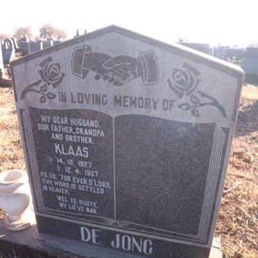 JONG Klaas, de 1927-1987