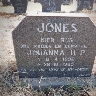 JONES Johanna H.P. 1892-1985