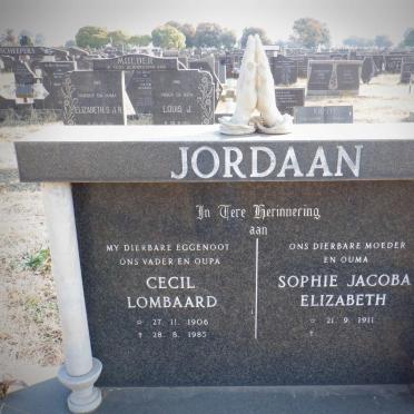 JORDAAN Cecil Lombaard 1906-1985 &amp; Sophia Jacoba Elizabeth 1911-