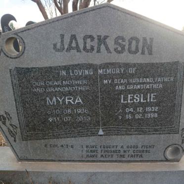 JACKSON Leslie 1932-1998 &amp; Myra 1936-2013