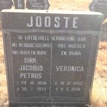 JOOSTE Dirk Jacobus Petrus 1930-1977 &amp; Veronica 1933-1998