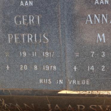 JAARSVELD Gert Petrus, van 1917-1978 &amp; Anna M. 1923-2008
