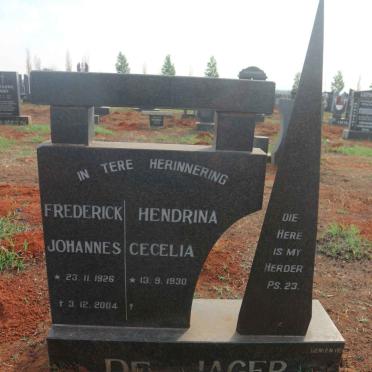 JAGER Frederick Johannes, de 1926-2004 &amp; Hendrina Cecelia 1930-