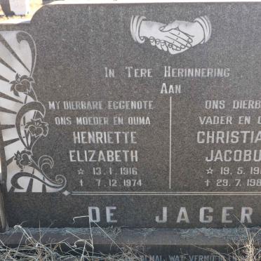 JAGER Christiaan Jacobus, de 1913-1988 &amp; Henriette Elizabeth 1916-1974