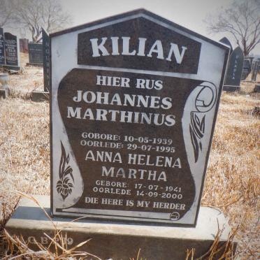 KILIAN Johannes Marthinus 1939-1995 &amp; Anna Helena Martha 1941-2000