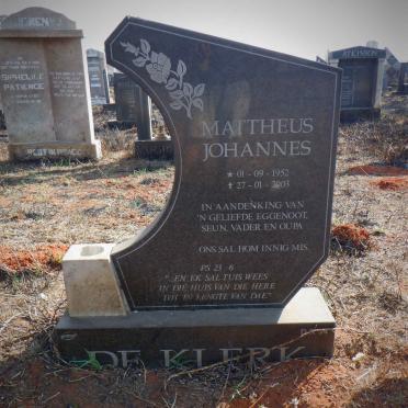 KLERK Mattheus Johannes, de 1952-2003