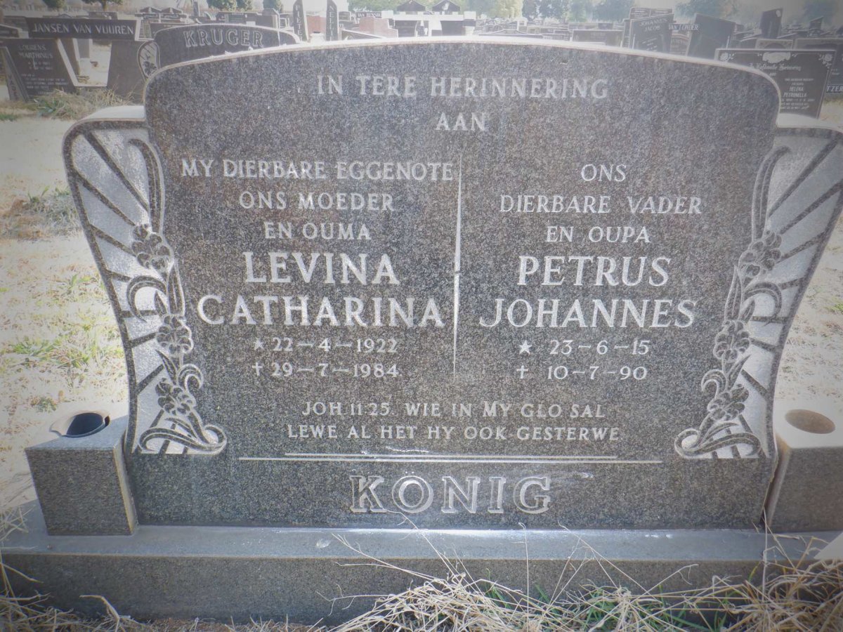 KONIG Petrus Johannes 1915-1990 &amp; Levina Catharina 1922-1984
