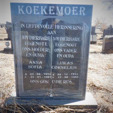 KOEKEMOER Lukas Cornelius 1912-1985 &amp; Anna Sofia 1914-1981