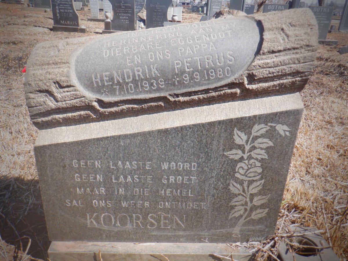 KOORSEN Hendrik Petrus 1939-1980