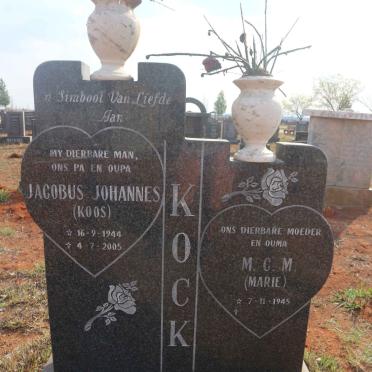 KOCK Jacobus Johannes 1944-2005 &amp; M.C.M. 1945-