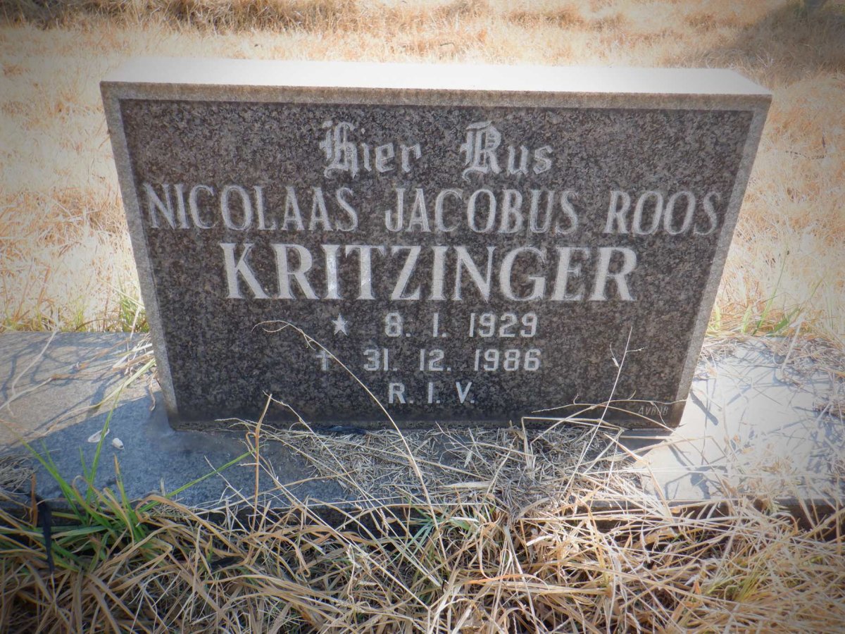 KRITZINGER Nicolaas Jacobus Roos 1929-1986