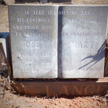 LANGE Peet, de 1922-1990 &amp; Mart 1925-2009
