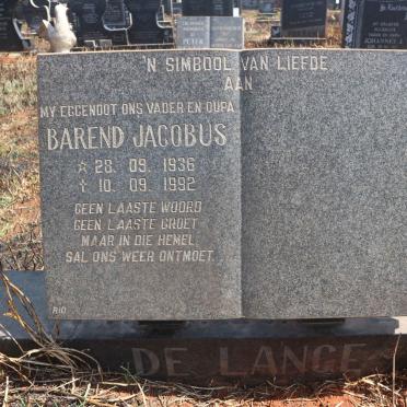 LANGE Barend Jacobus, de 1936-1992