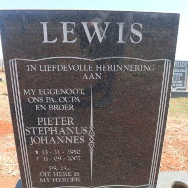LEWIS Pieter Stephanus Johannes 1950-2007 
