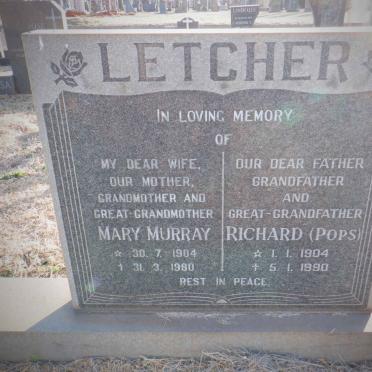 LETCHER Richard 1904-1990 &amp; Mary MURRAY 1904-1980