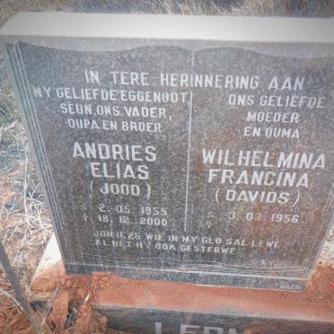 LERM Andries Elias 1955-2000 &amp; Wilhelmina Francina DAVIDS 1956-