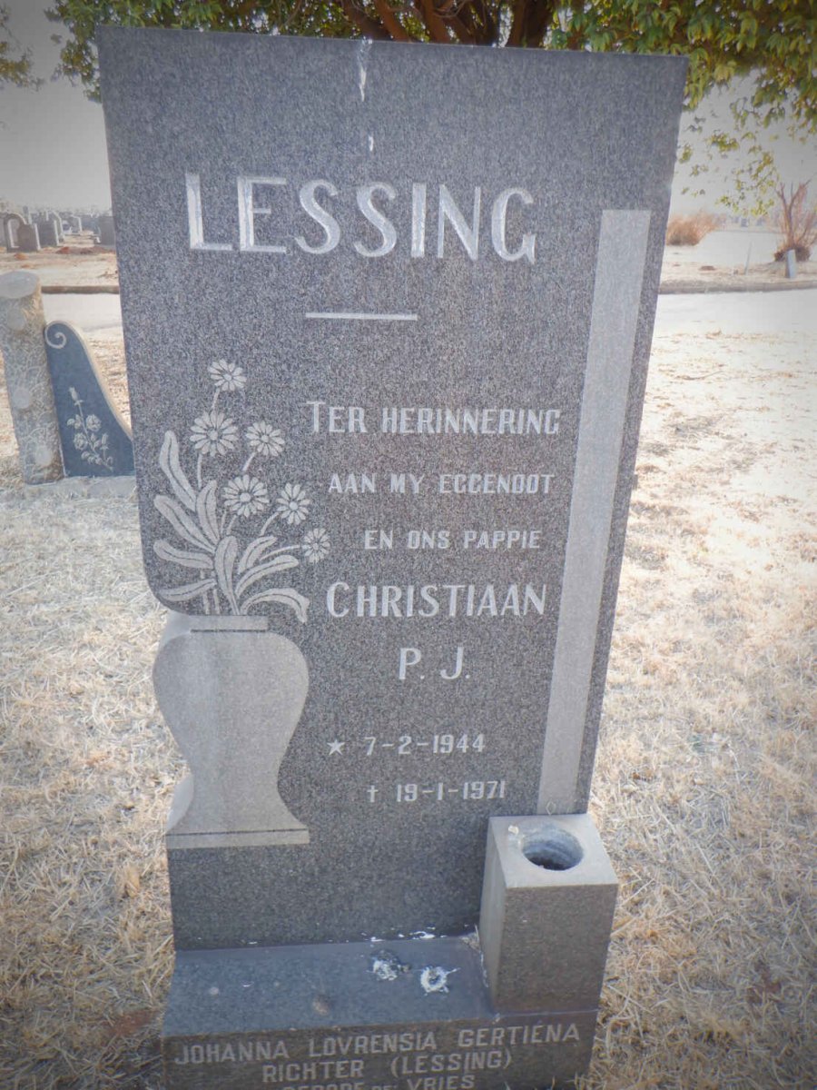 LESSING Christiaan P.J. 1944-1971 &amp; Johanna Lovrensia Gertiena RICHTER formerly LESSING nee DE VRIES