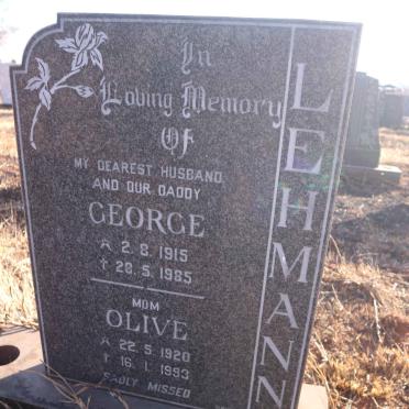 LEHMANN George 1915-1985 &amp; Olive 1920-1993