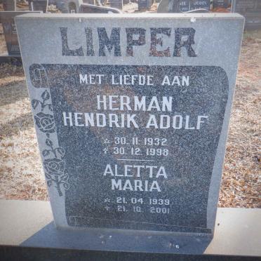 LIMPER Herman Hendrik Adolf 1932-1998 &amp; Aletta Maria 1939-2001