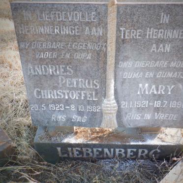 LIEBENBERG Andries Petrus Christoffel 1923-1982 &amp; Mary 1921-1996
