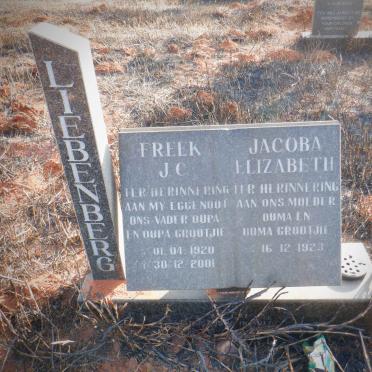 LIEBENBERG Freek J.C. 1920-2001 &amp; Jacoba Elizabeth 1923-