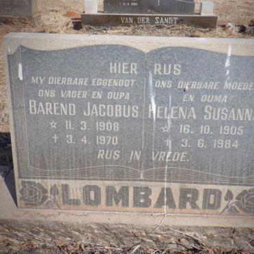 LOMBARD Barend Jacobus 1908-1970 &amp; Helena Susanna 1905-1984