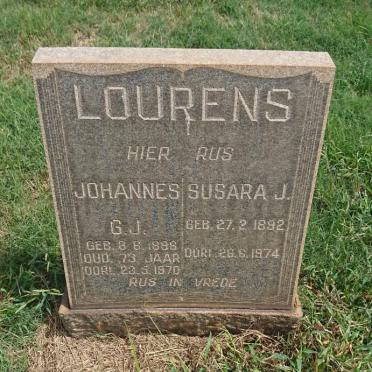 LOURENS Johannes G.J. 1896-1970 &amp; Susara J. 1892-1974 