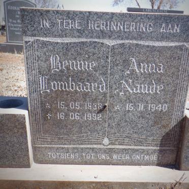 LOMBAARD Bennie 1938-1992 :: NAUDE Anna 1940-