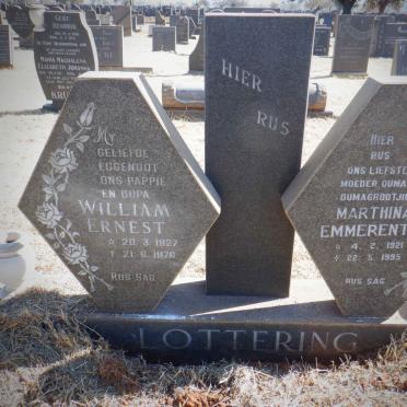 LOTTERING William Ernest 1927-1976 &amp; Marthina Emmerentia 1921-1995