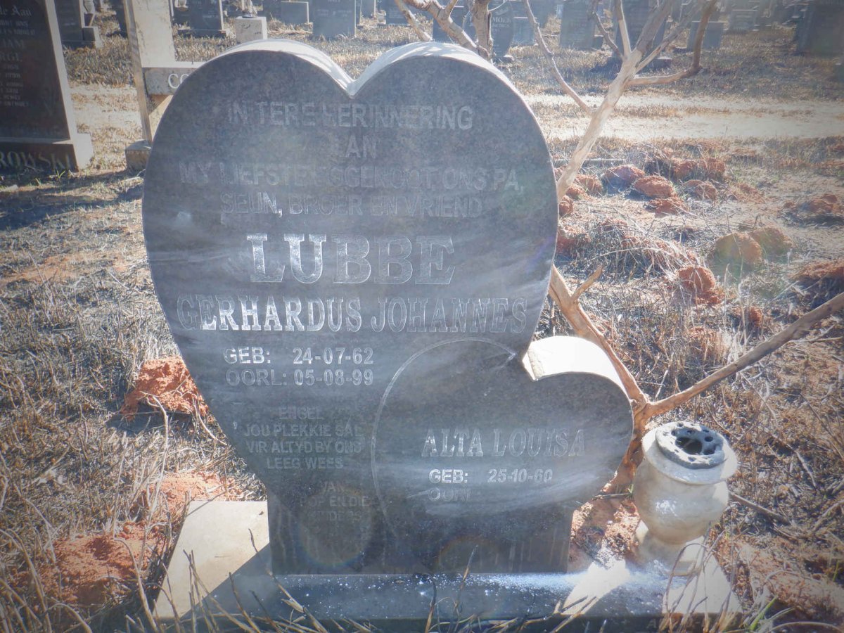 LUBBE Gerhardus Johannes 1962-1999 &amp; Alta Louisa 1960-