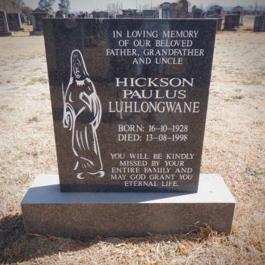 LUHLONGWANE Hickson Paulus 1928-1998