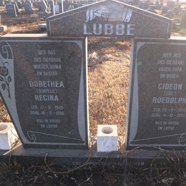 LUBBE Gideon Roedolph 1938-1994 &amp; Dorethea Regina 1945-1986
