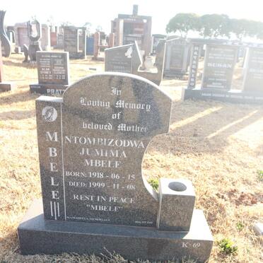 MBELE Ntombizodwa Jumima Mbele 1918-1999