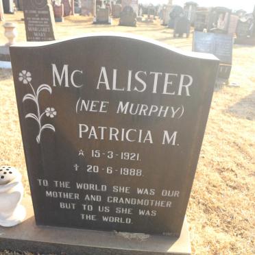 MCALISTER Patricia M. nee MURPHY 1921-1988