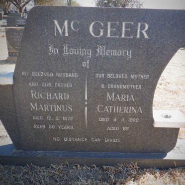 MCGEER Richard Martinus -1972 &amp; Maria Catherina -1982