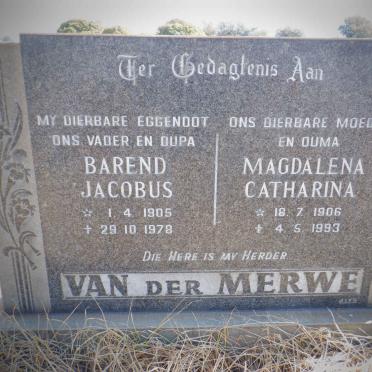 MERWE Barend Jacobus, van der 1905-1978 &amp; Magdalena Catharina 1906-1993